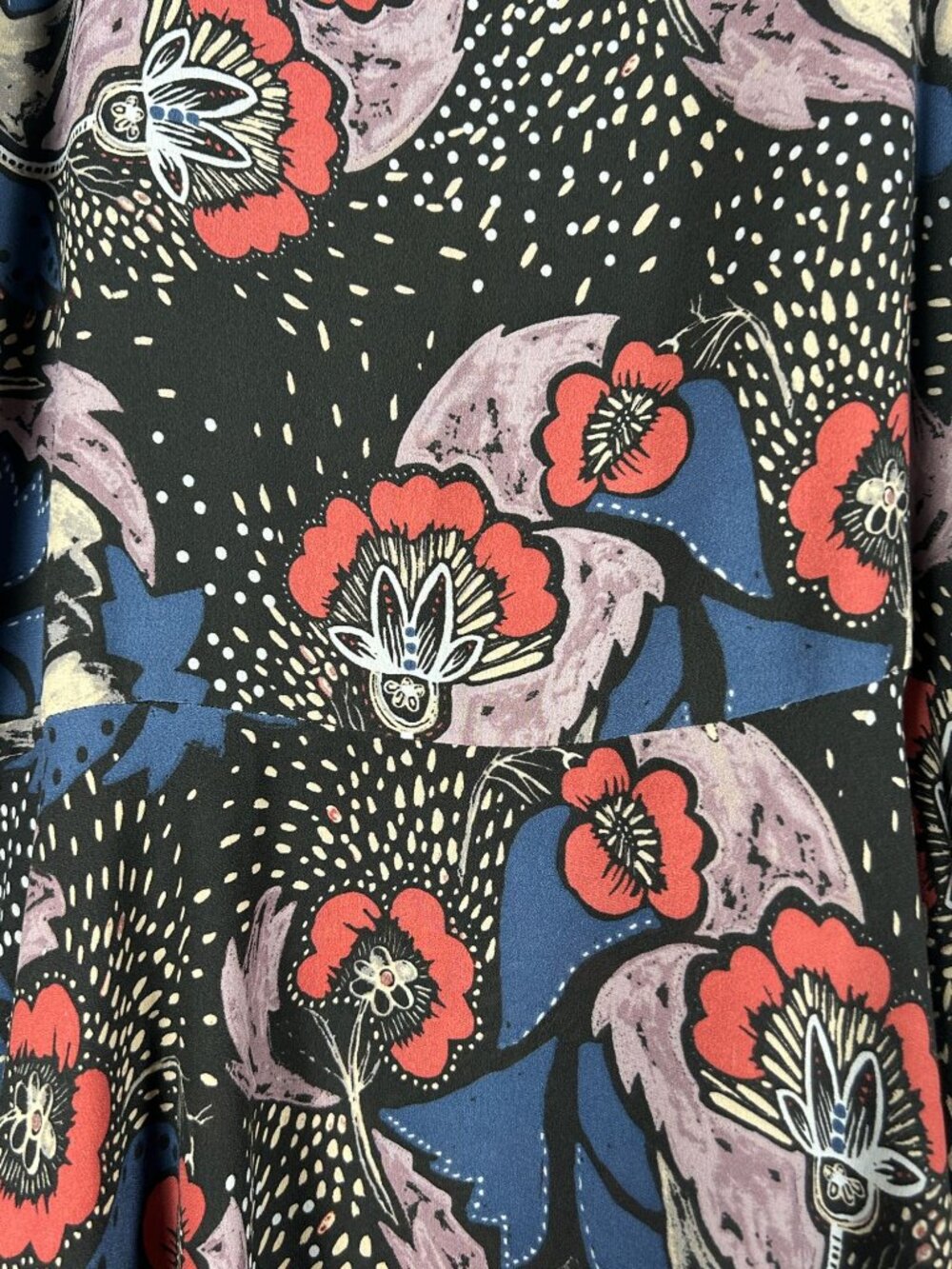 Free People Floral Print Crepe Maxi Skirt Size 12 Black/Multicolor Flowy Boho - Picture 2 of 10